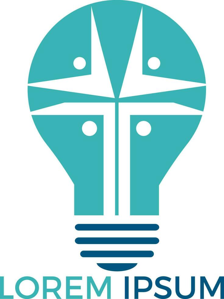 design de logotipo de forma de lâmpada de igreja de pessoas. logotipo modelo para igrejas e organizações cristãs cruzadas. vetor