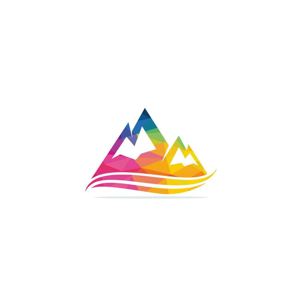 ilustrações vetoriais de logotipo de montanha com elemento de onda de água. vetor