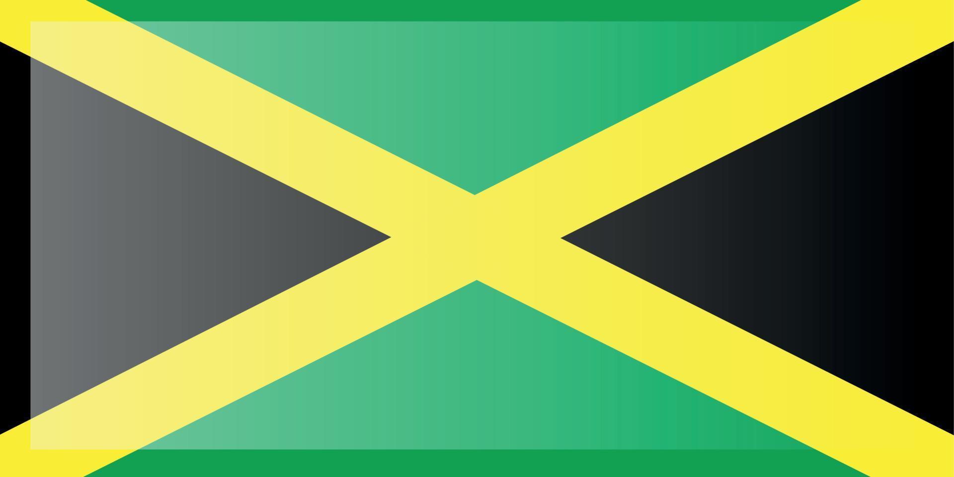 acenando a bandeira da jamaica. esvoaçante bandeira jamaicana têxtil. a cruz, preta, verde e dourada vetor