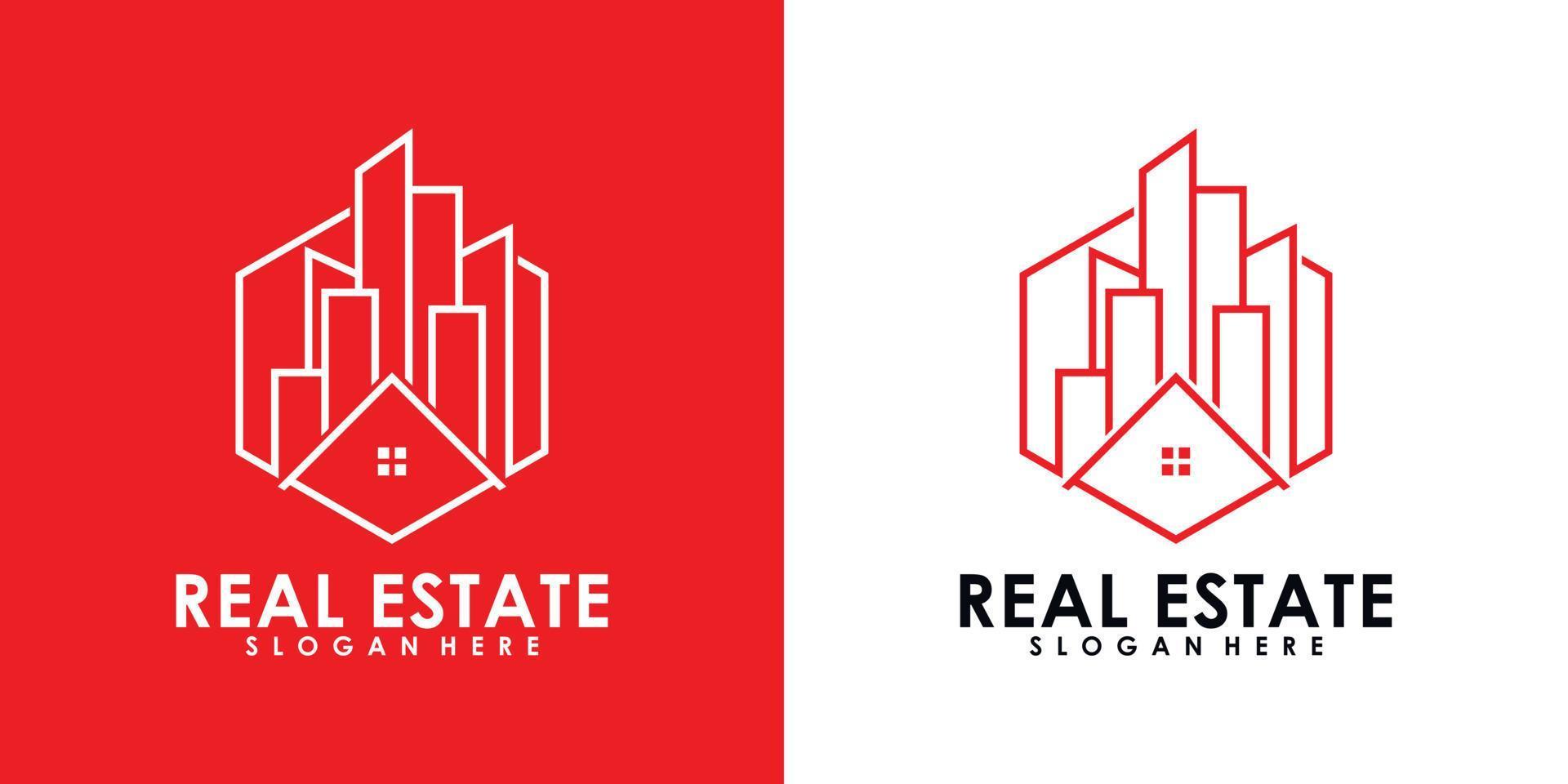 design de logotipo imobiliário vetor premium de estilo moderno branco