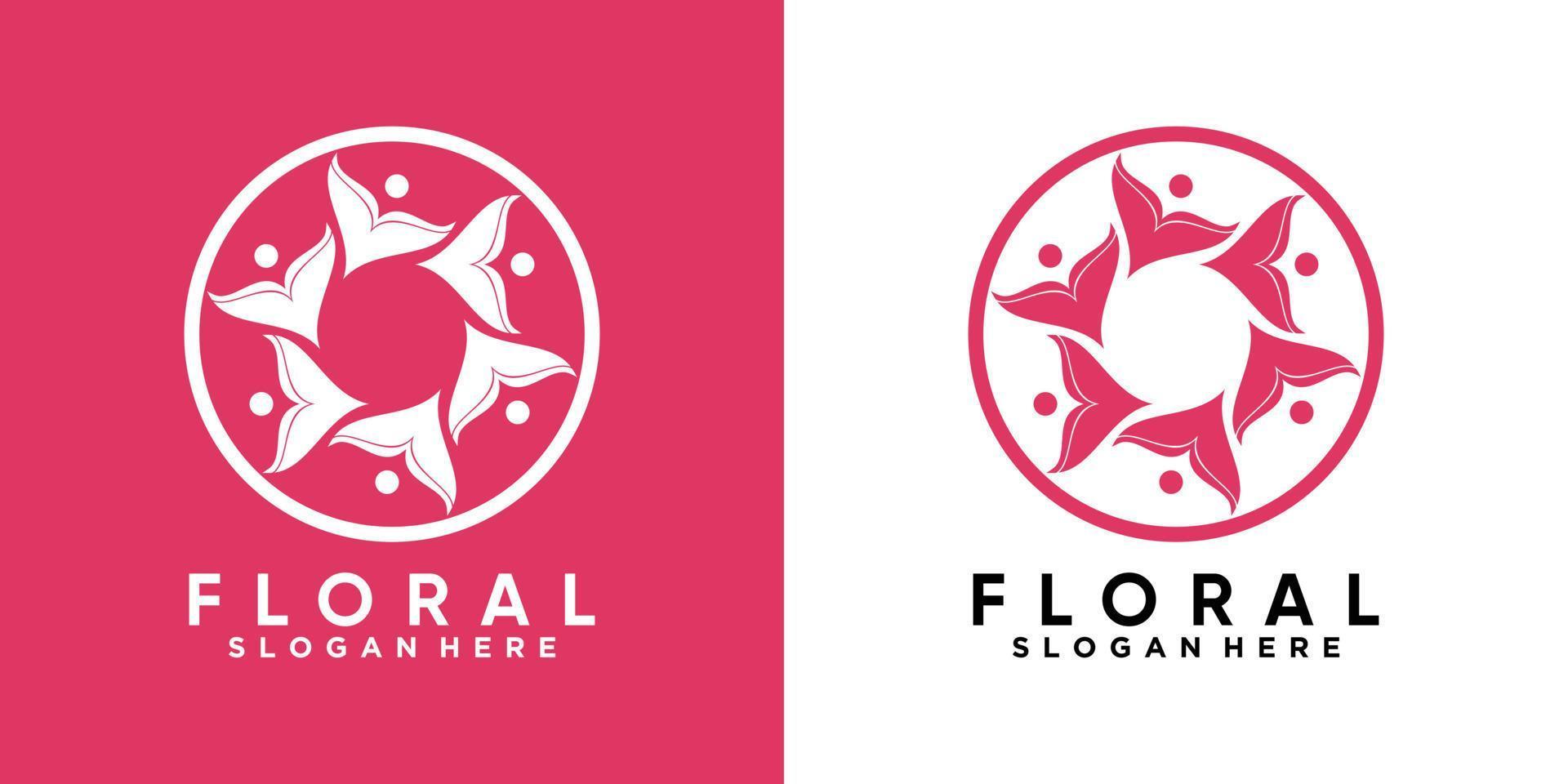 design de logotipo floral com conceito criativo vetor