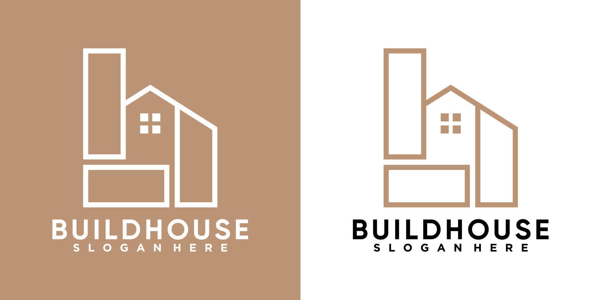 design de logotipo buildhouse com estilo e conceito criativo vetor