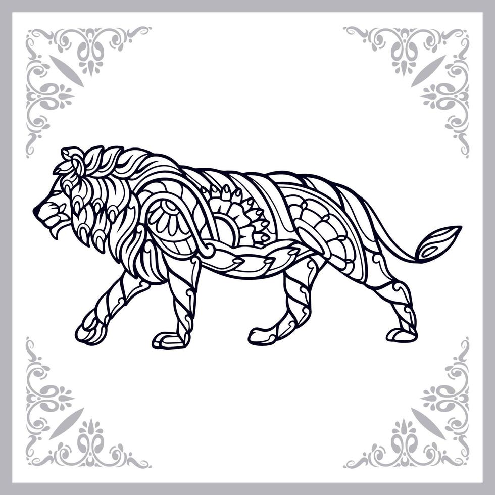 artes de mandala de leão isoladas no fundo branco vetor