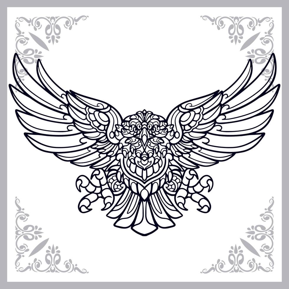artes de mandala de águia isoladas no fundo branco vetor