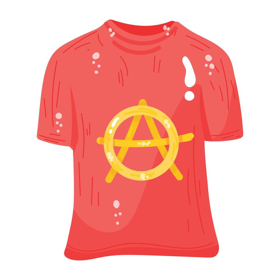 ícone de adesivo plano na moda de uma camisa anarquista vetor
