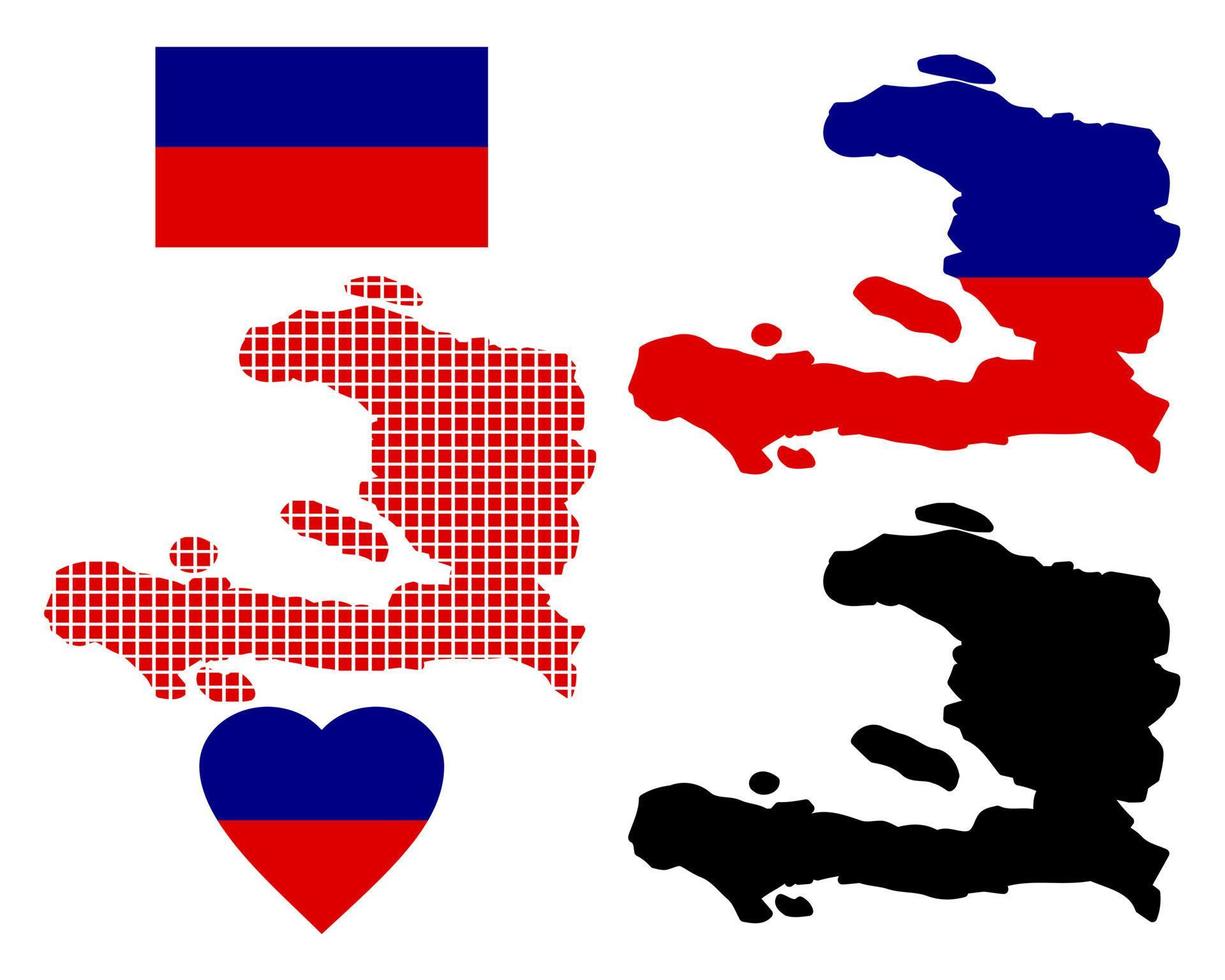 mapa do haiti e os diferentes tipos de personagens em um fundo branco vetor