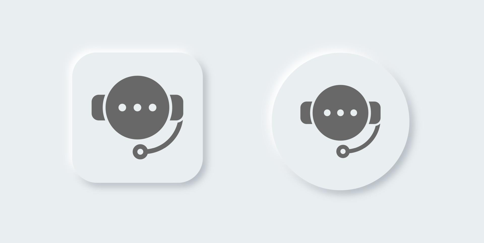 ícone sólido de call center no estilo de design neomórfico. ilustração vetorial de sinais de suporte. vetor