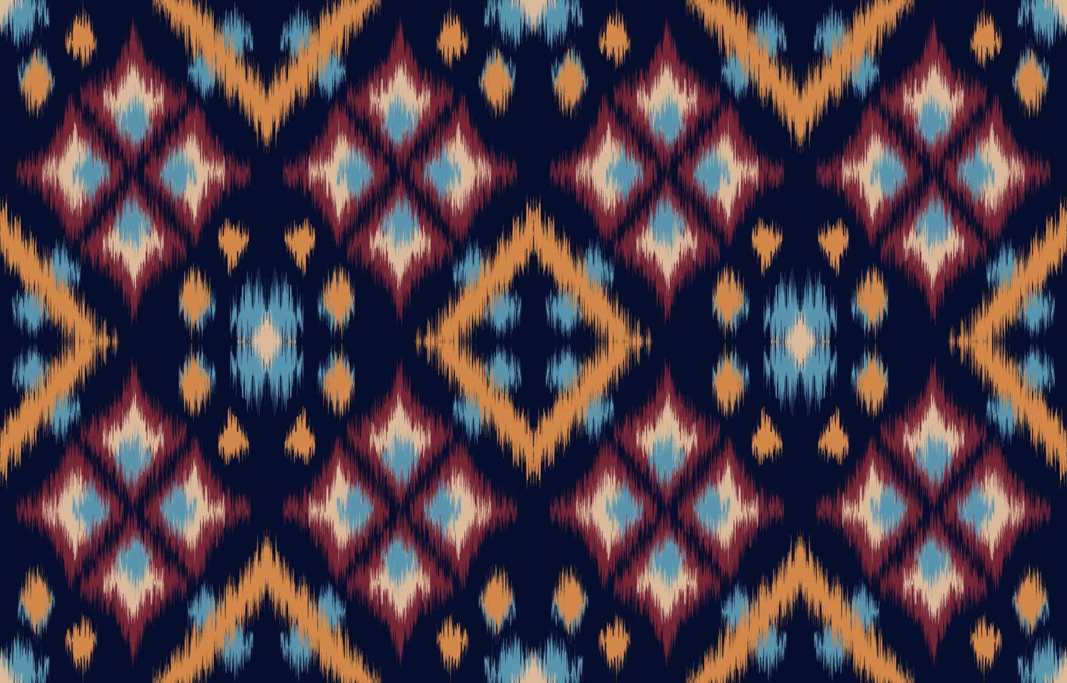 padrão étnico ikat sem costura. fundo de vetor de bordado tradicional indiano africano tribal. tecido asteca tapete batik ornamento chevron decoração têxtil papel de parede