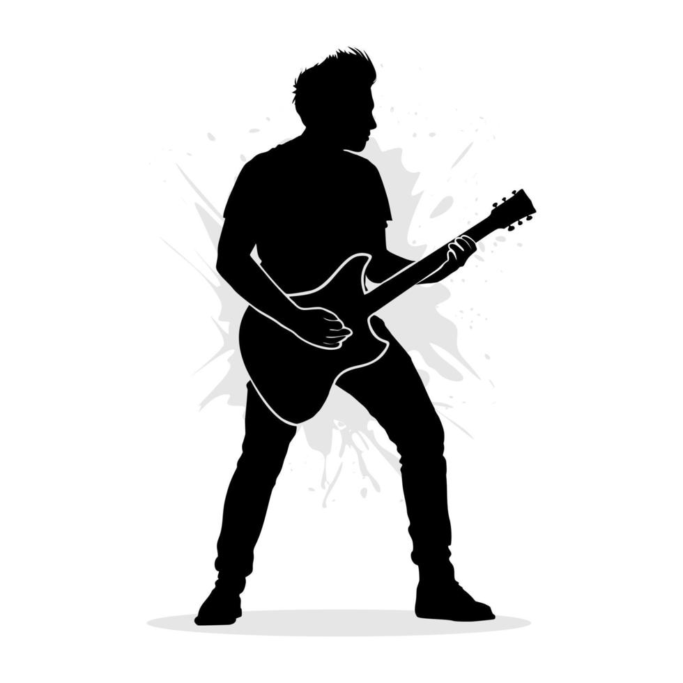 silhueta de um guitarrista da banda. ilustração vetorial vetor