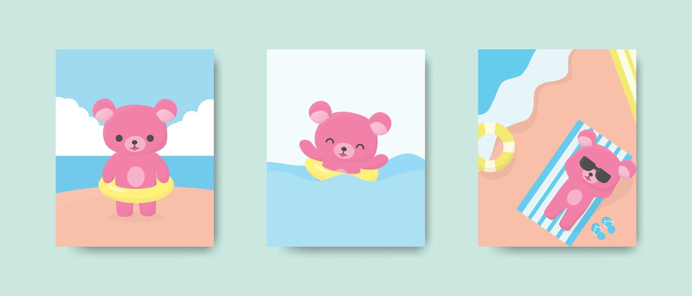 urso bonito feliz cartão postal vetor