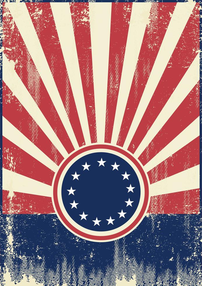 fundo de raios de sol retrô da bandeira americana vetor