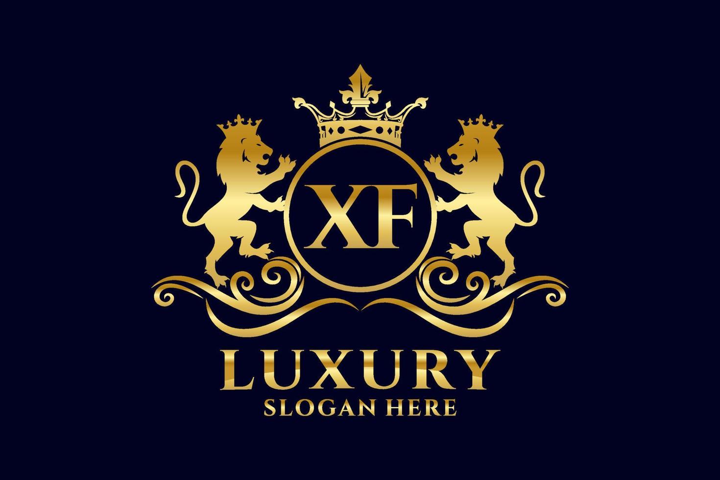 modelo de logotipo de luxo real de leão de carta xf inicial em arte vetorial para projetos de marca luxuosos e outras ilustrações vetoriais. vetor