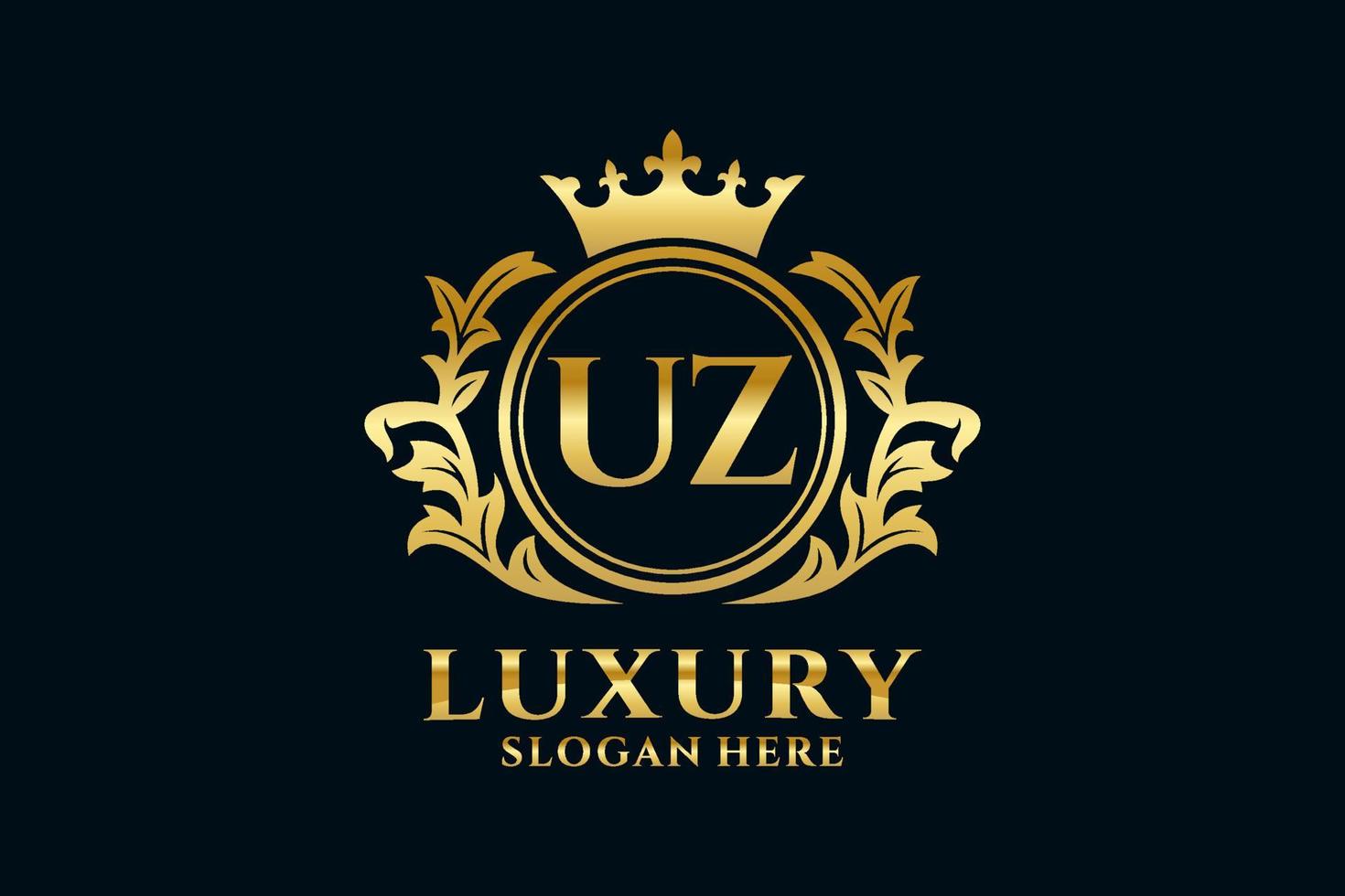 modelo de logotipo de luxo real de letra uz inicial em arte vetorial para projetos de marca de luxo e outras ilustrações vetoriais. vetor