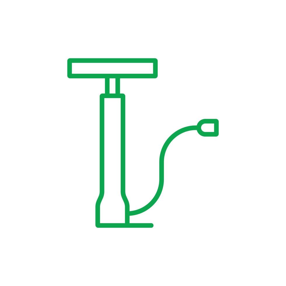 eps10 verde bicicleta bicicleta mão bomba de mão ícone abstrato linha isolado no fundo branco. símbolo de contorno da bomba de ar em um estilo moderno simples e moderno para o design do seu site, logotipo e aplicativo móvel vetor