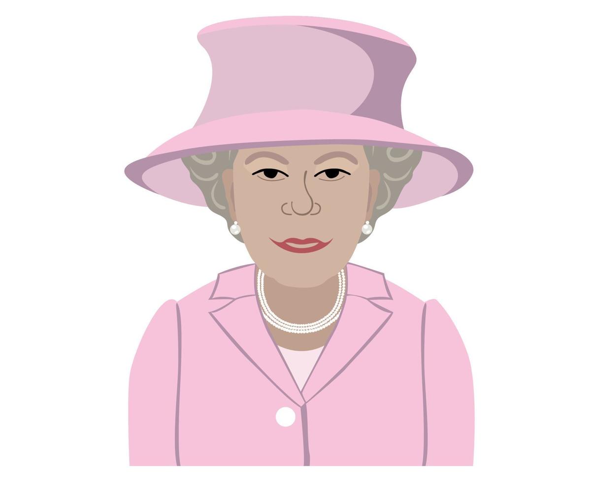 rainha elizabeth rosto rosa ternos retrato britânico reino unido 1926 2022 nacional europa país ilustração vetorial design abstrato vetor