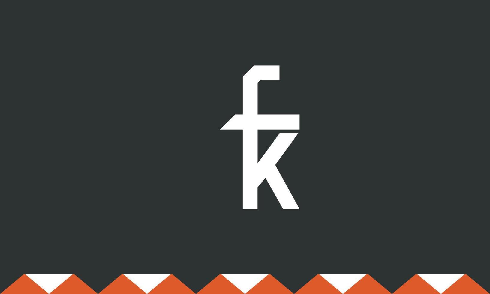 letras do alfabeto iniciais monograma logotipo fk, kf, f e k vetor