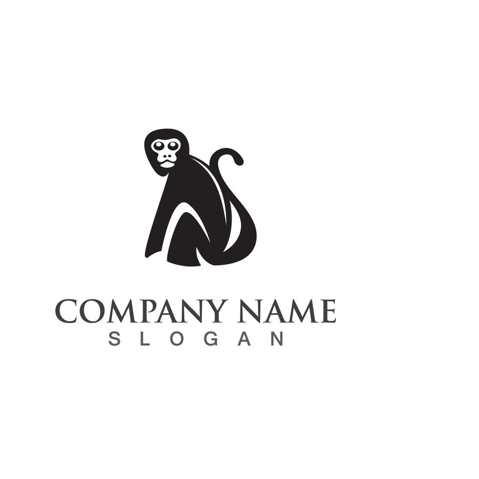 vetor de ilustração de modelo de design de logotipo de ícone de animal de macaco