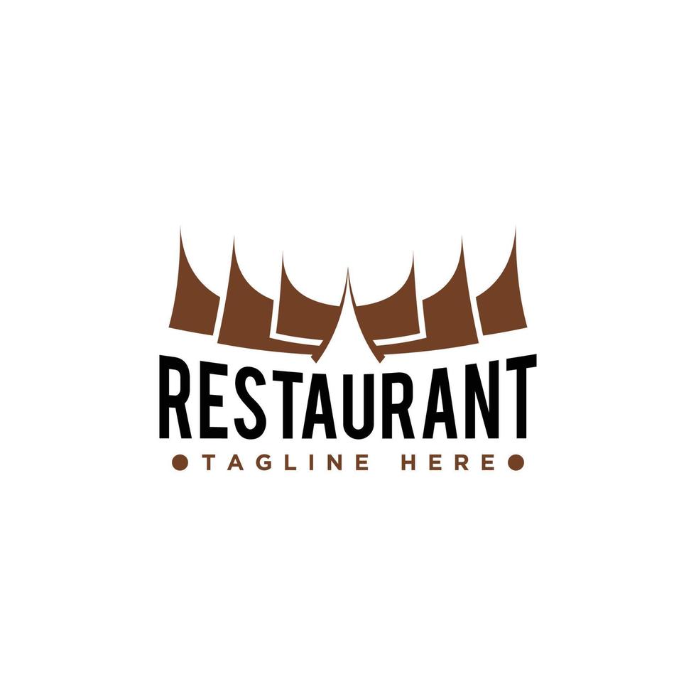 design do logotipo do restaurante com o conceito da casa gadang indonésia vetor