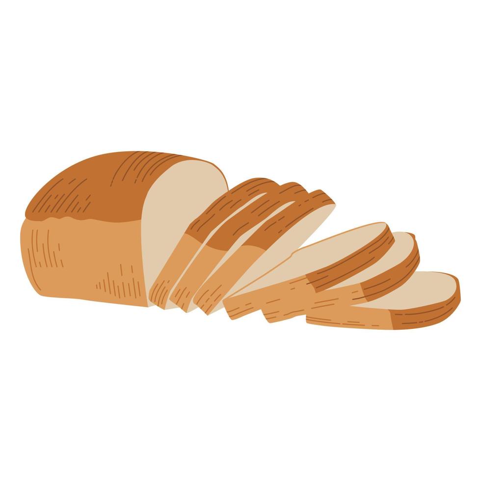 torrada. pão de trigo e centeio com fatias. ilustração vetorial para padaria, design de alimentos. pão integral cozido em fatias vetor