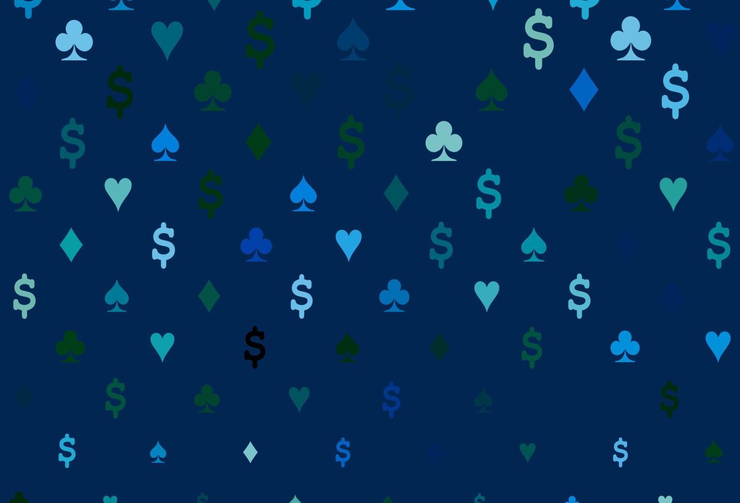modelo de vetor azul claro, verde com símbolos de pôquer.