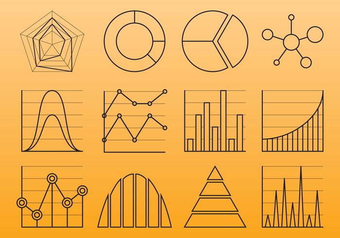 Ícones da linha do gráfico vetor