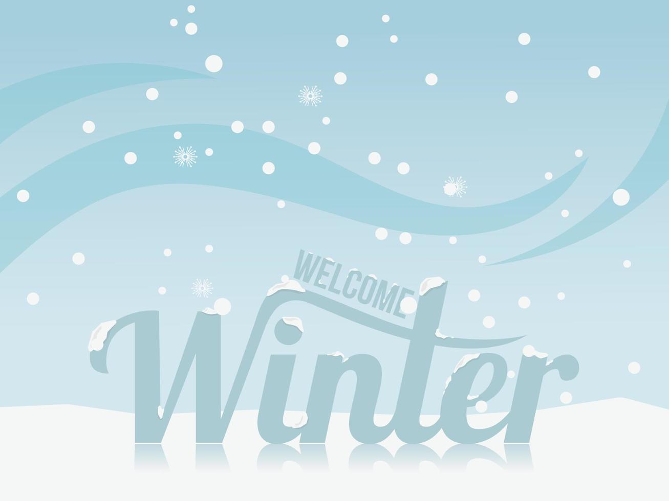 bem-vindo título de inverno na ilustração vetorial de fundo de neve vetor