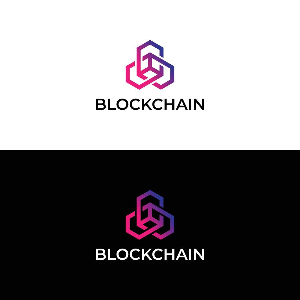 design de logotipo de tecnologia de cadeia de bloco moderno vetor