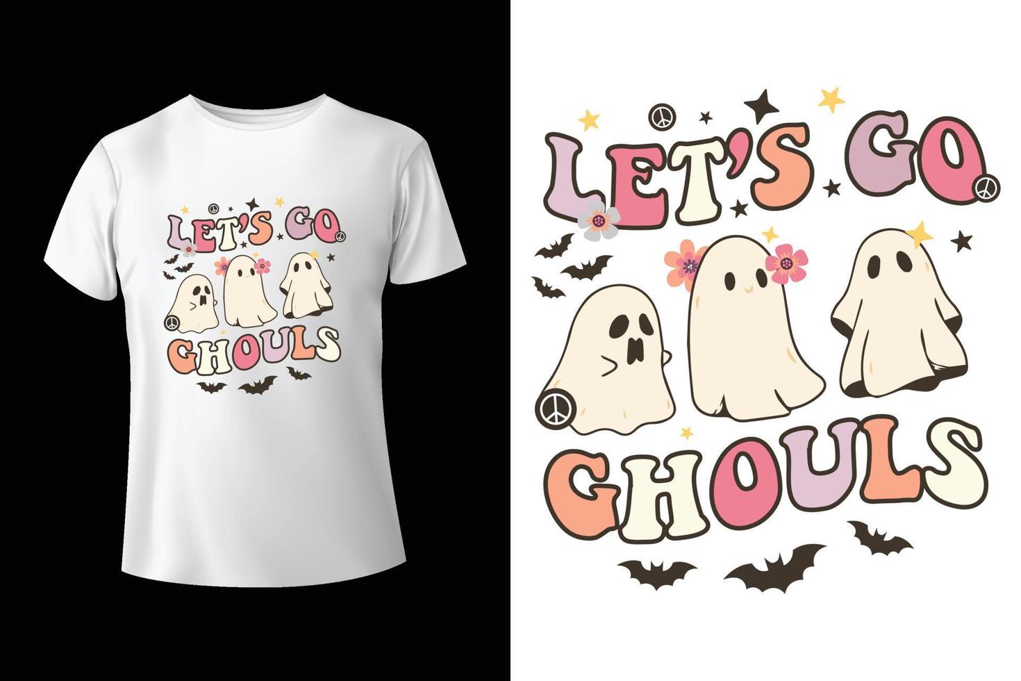 vamos ghouls - modelo de design de camiseta de ghouls de halloween vetor