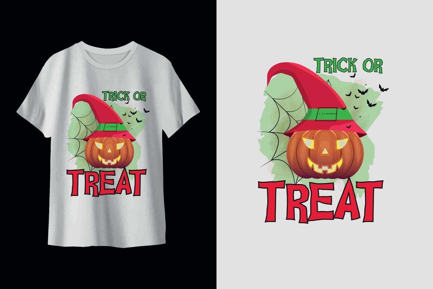 design de camiseta de doces ou travessuras de halloween vetor