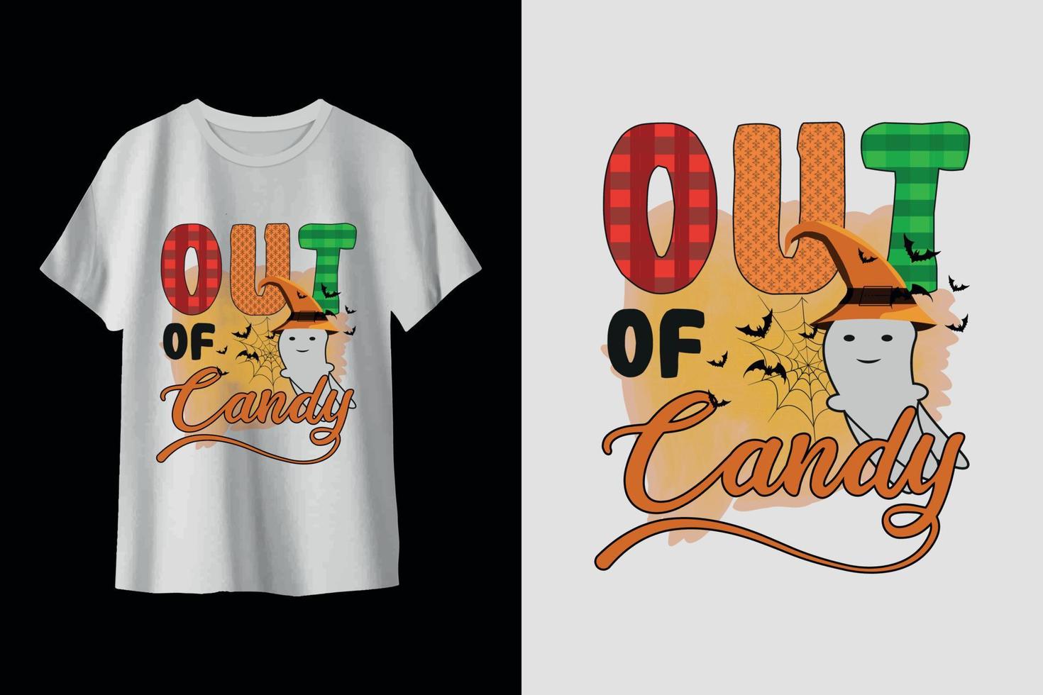 fora do design de t-shirt de halloween de doces vetor