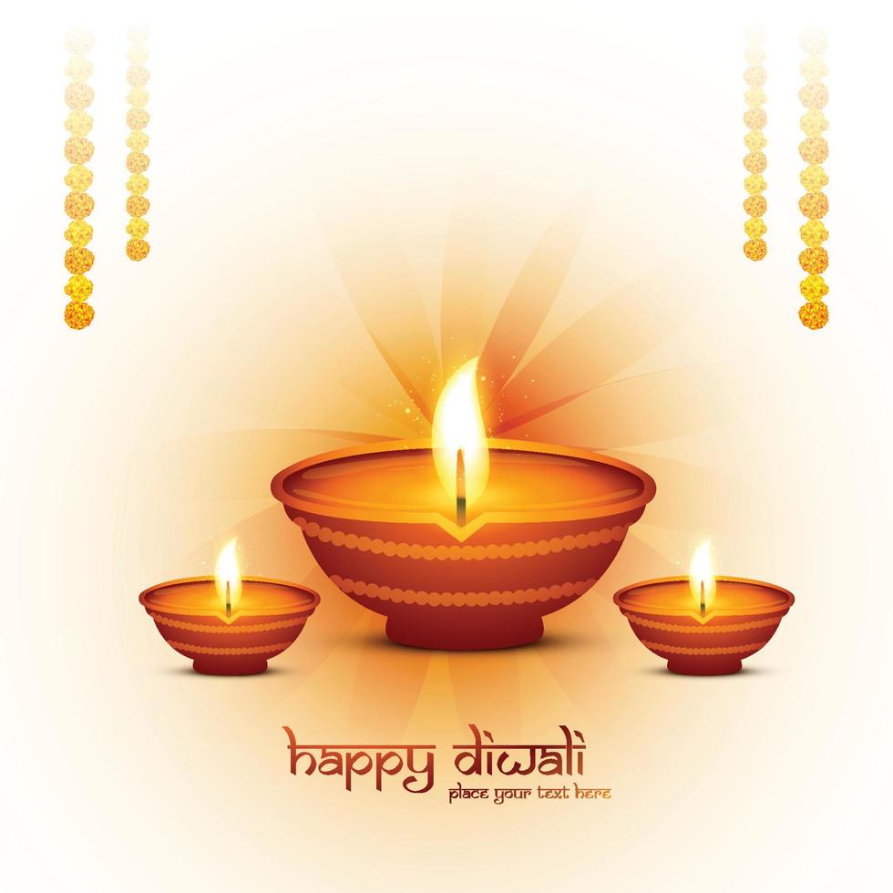 fundo de diwali do festival religioso indiano com design de cartão de lâmpada vetor