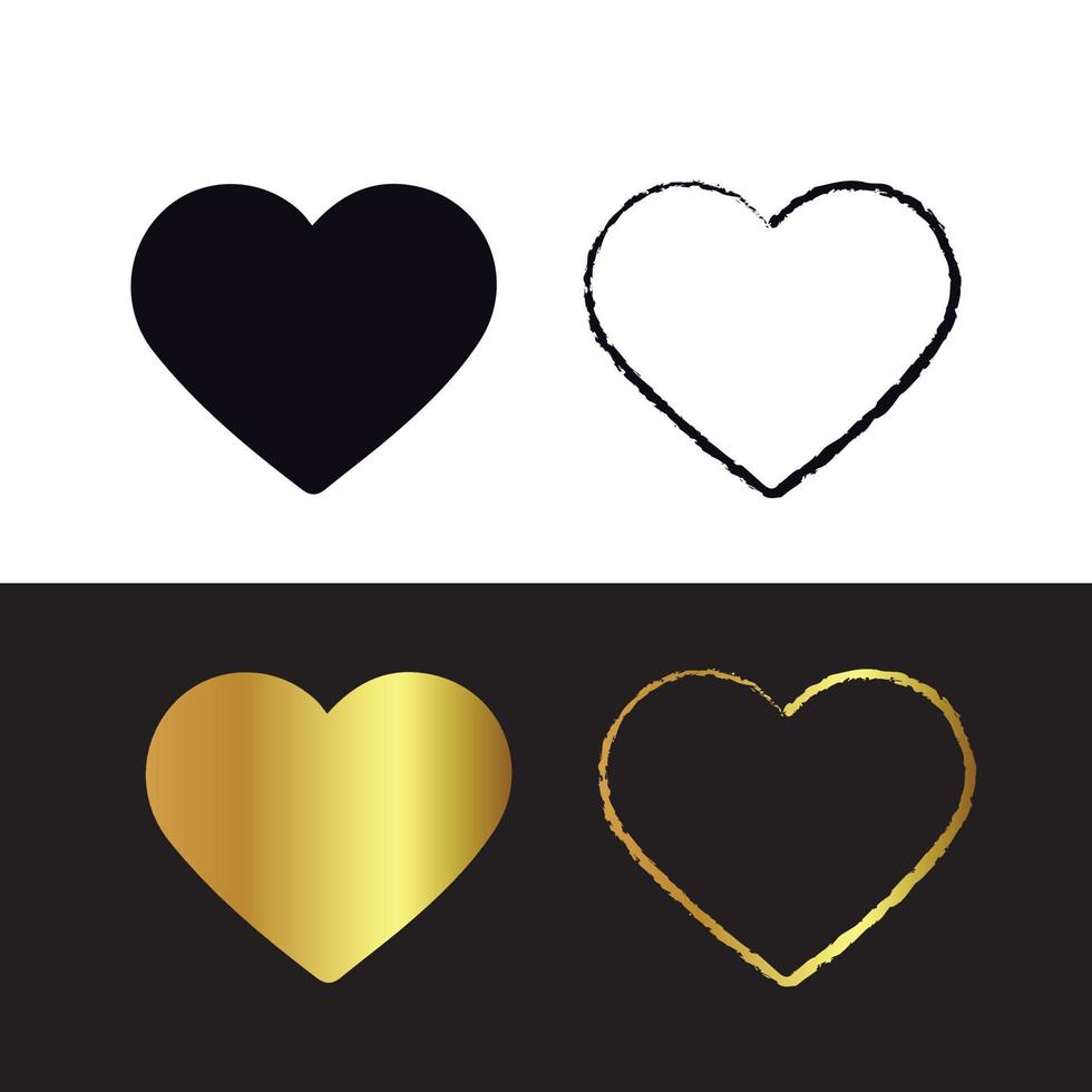design de vetor de ícone de ouro e coração