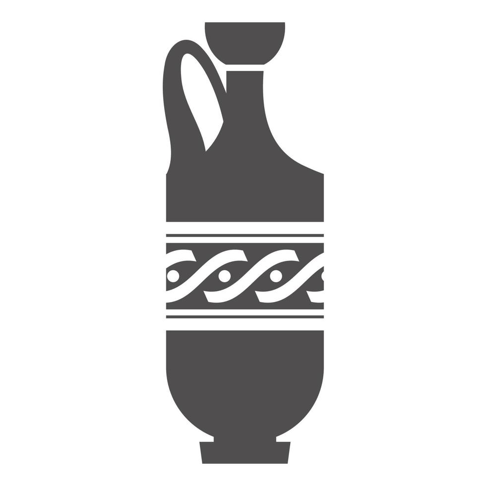 silhueta de vaso grego. ânfora antiga e pote com padrão de meandro. ilustração de glifo. cerâmica de barro. vetor. vetor