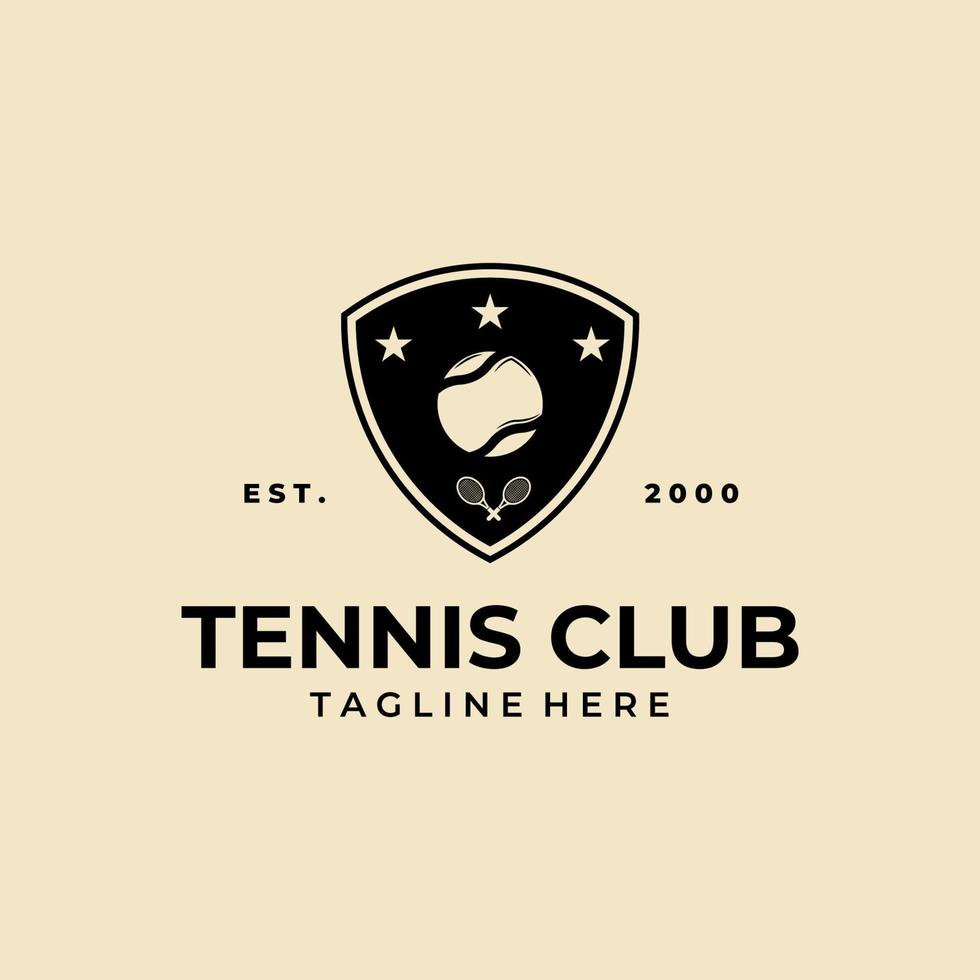 design de ilustração de modelo de logotipo de distintivo de clube de tênis vetor