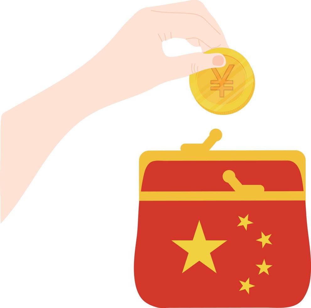 vetor de bandeira da china desenhado à mão, vetor renminbi desenhado à mão
