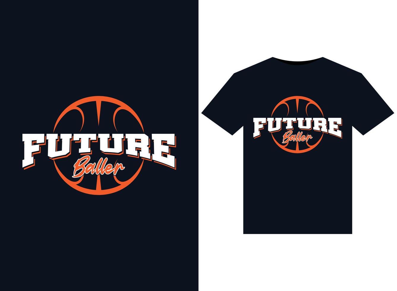 futuras ilustrações de baller para o design de camisetas prontas para impressão vetor