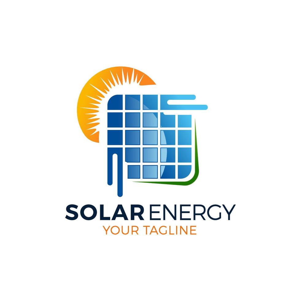 modelo de design de logotipo de energia solar do sol. símbolo de sinal de tecnologia de painel solar. vetor