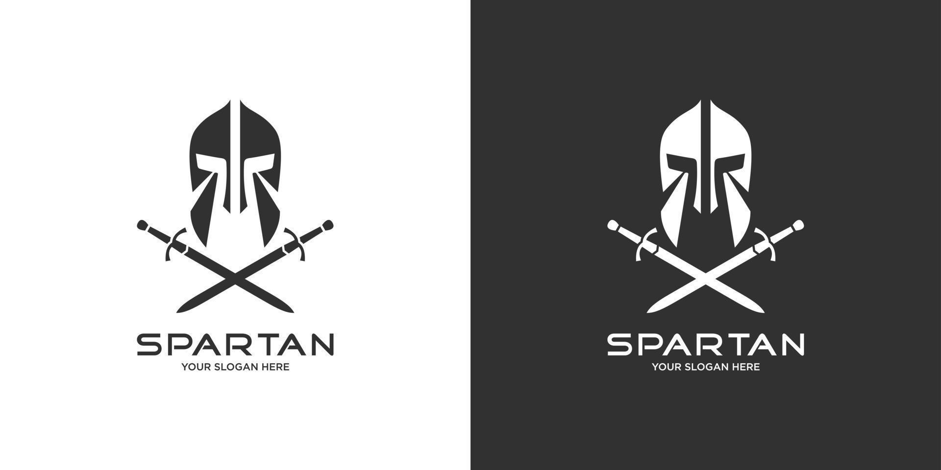 design de vetor de logotipo espartano cabeça com espada.