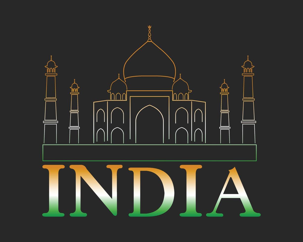 logotipo da índia com ilustração vetorial de taj mahal vetor