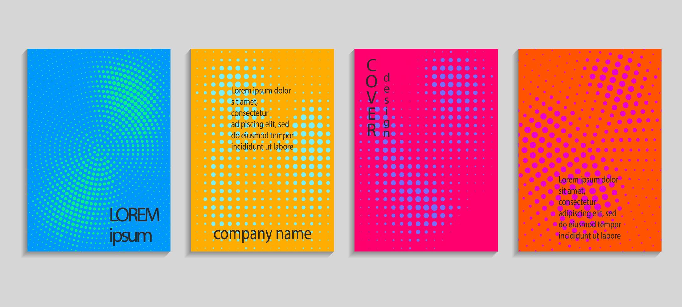 conjunto de capa de design aleatório colorido de meio-tom vetor