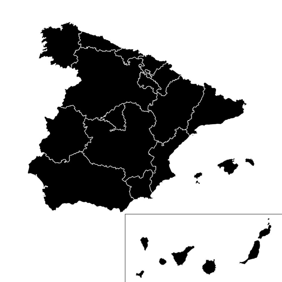 mapa de regiões da espanha com ilhas canárias. ilustração vetorial. vetor