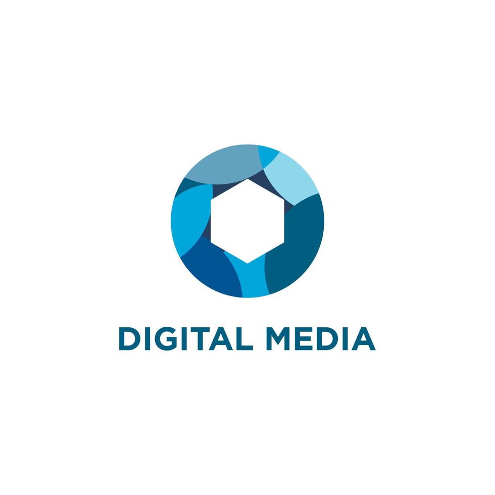vetor de estoque de logotipo de tecnologia de mídia abstrata digital