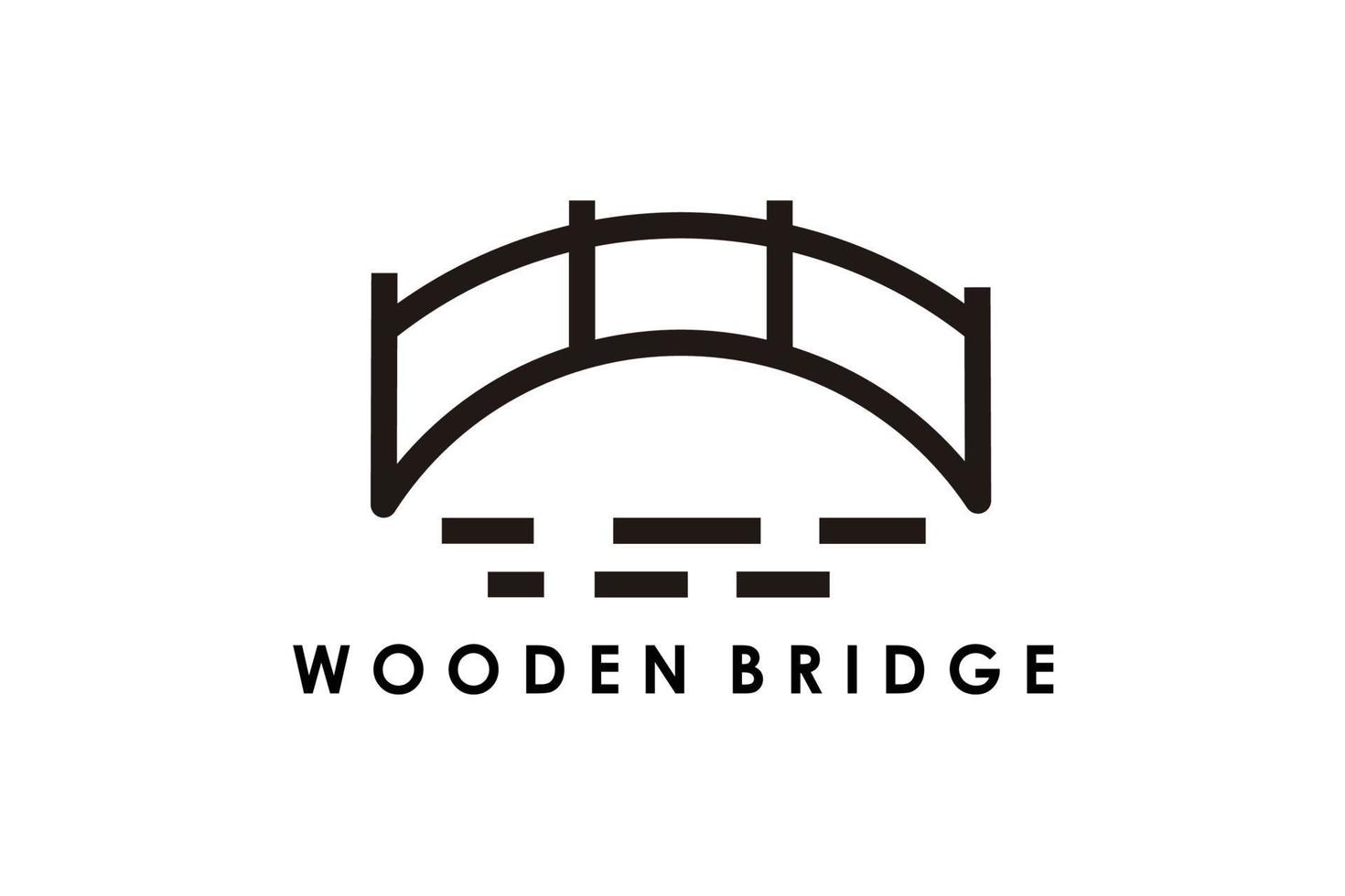 design de logotipo de arte de linha minimalista simples de ponte de madeira vetor