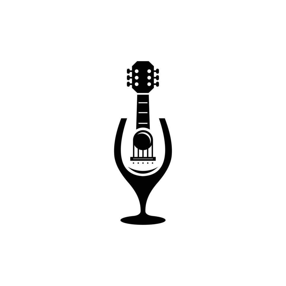guitarra musical copo de vinho simples logotipo moderno vetor