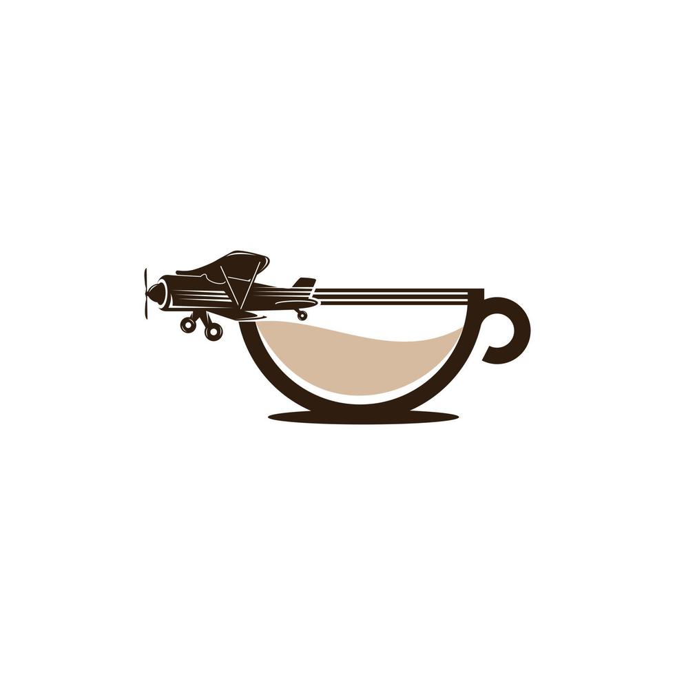 logotipo de negócios criativos de avião de café vetor