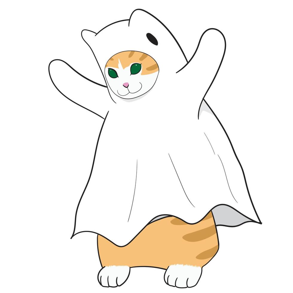 ilustração vetorial de fantasia de gato fantasma vetor