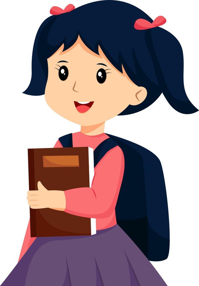 menina carregando uma ilustração de design de personagens de livro vetor