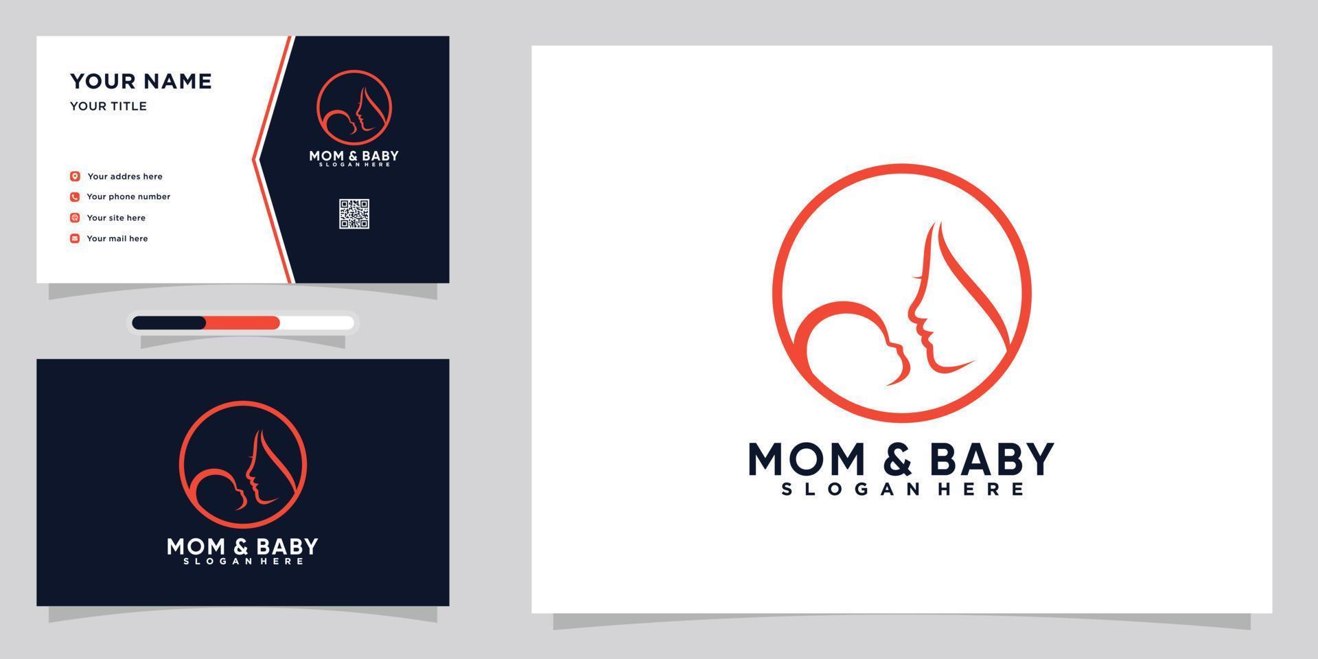 design de logotipo de mãe e bebê com estilo e conceito criativo vetor