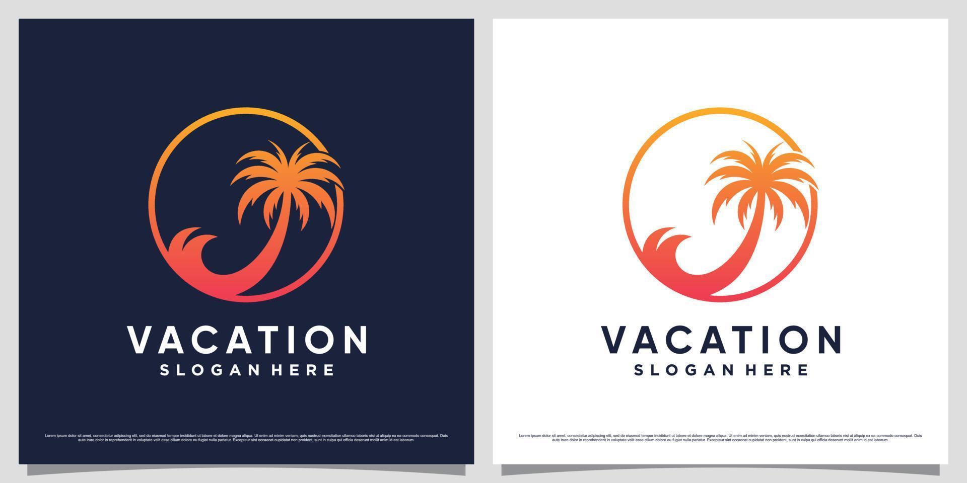 ilustração vetorial de logotipo de palmeira para ícone de verão de férias com conceito de elemento criativo vetor
