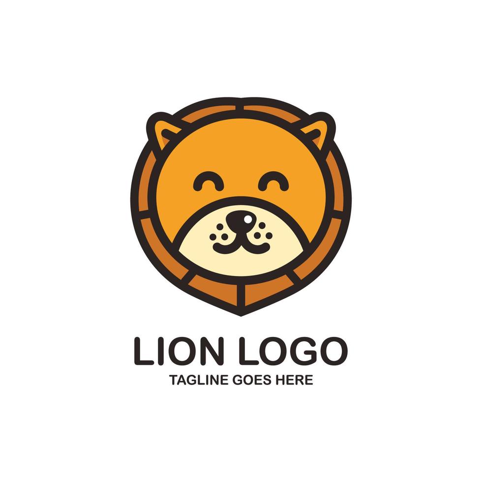 design de logotipo de rosto de leão fofo vetor